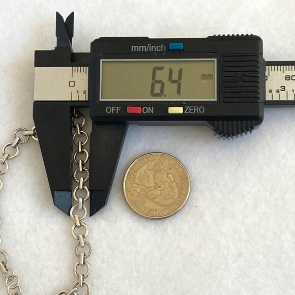 Sterling Silver 925 HN Heng Ngai Pave Diamond Heart Rolo Chain Necklace 17" - Picture 16 of 16